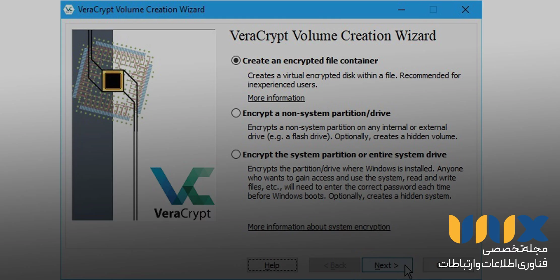 گزینه Encrypt a non-system partition/drive